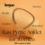 pyrite stone anklet for women certified original, raw money magnet bracelet, stylish gift anklets of pyrite crystals for Women