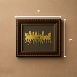 Pyrite Stone Vastu Frame | Seven Horses with Rising Sun | Wall Decor for Wealth & Protection | Golden Running Horses