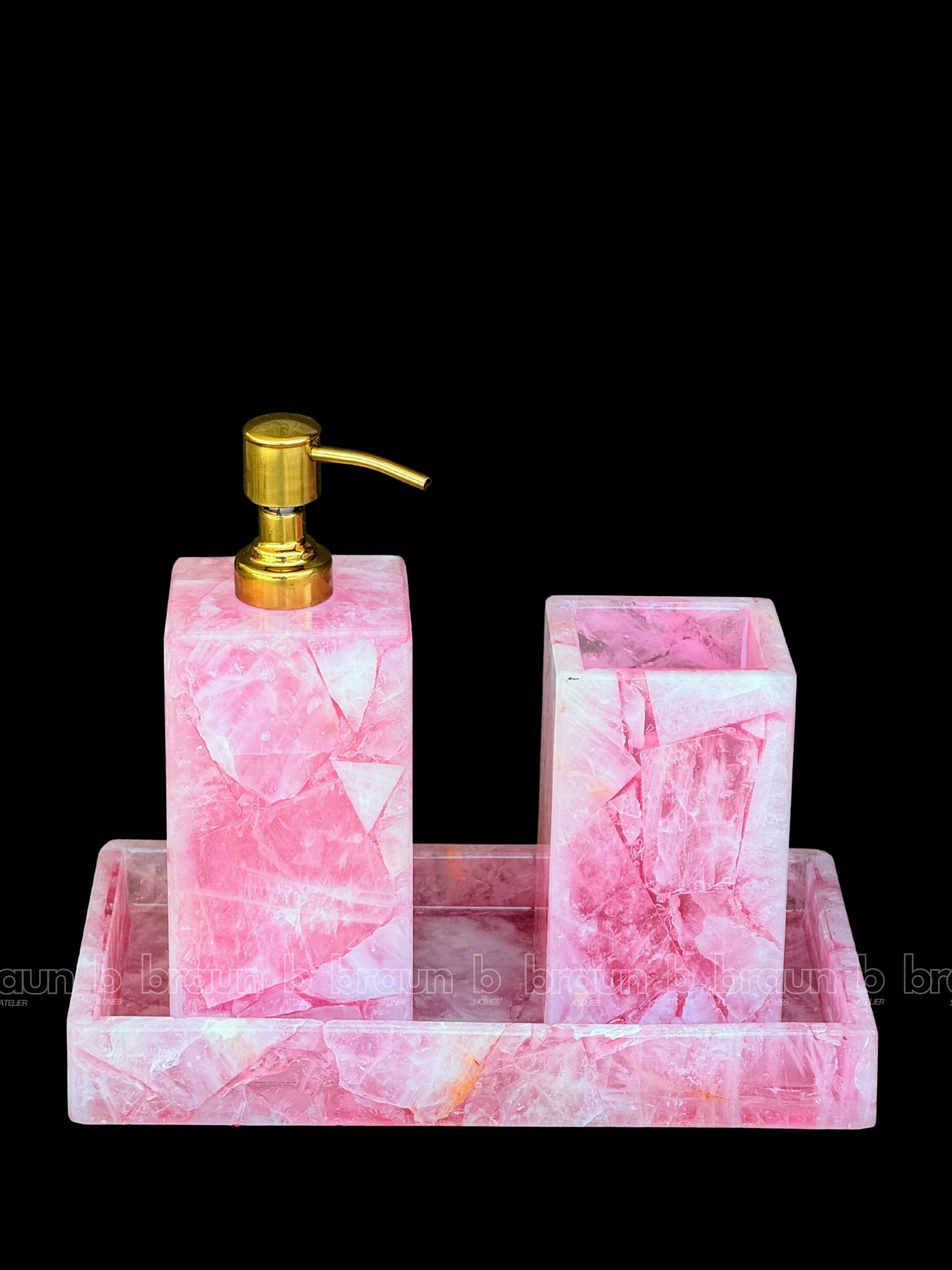 Bathroom set of 3 - Rose Quartz
