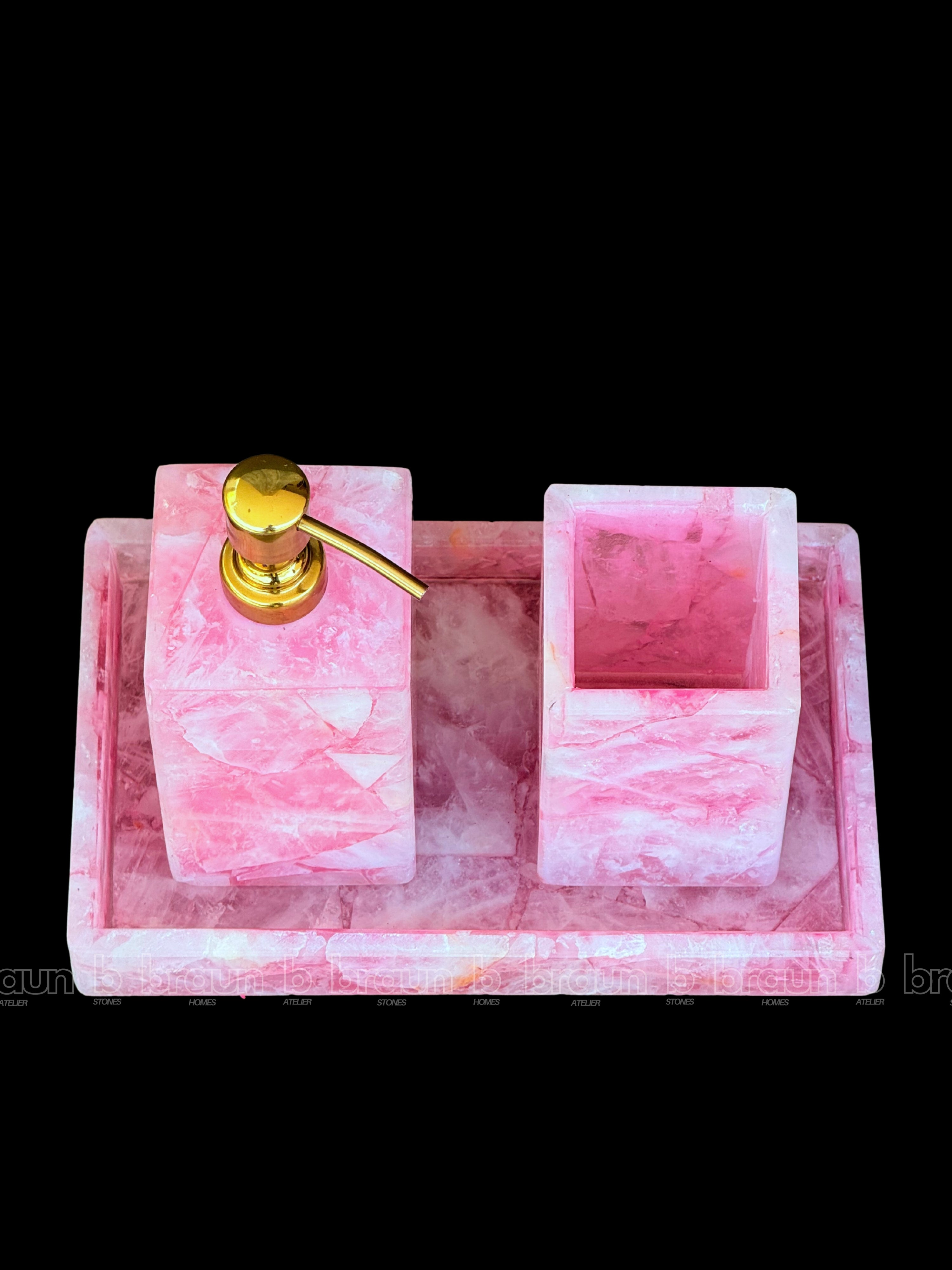 Bathroom set of 3 - Rose Quartz