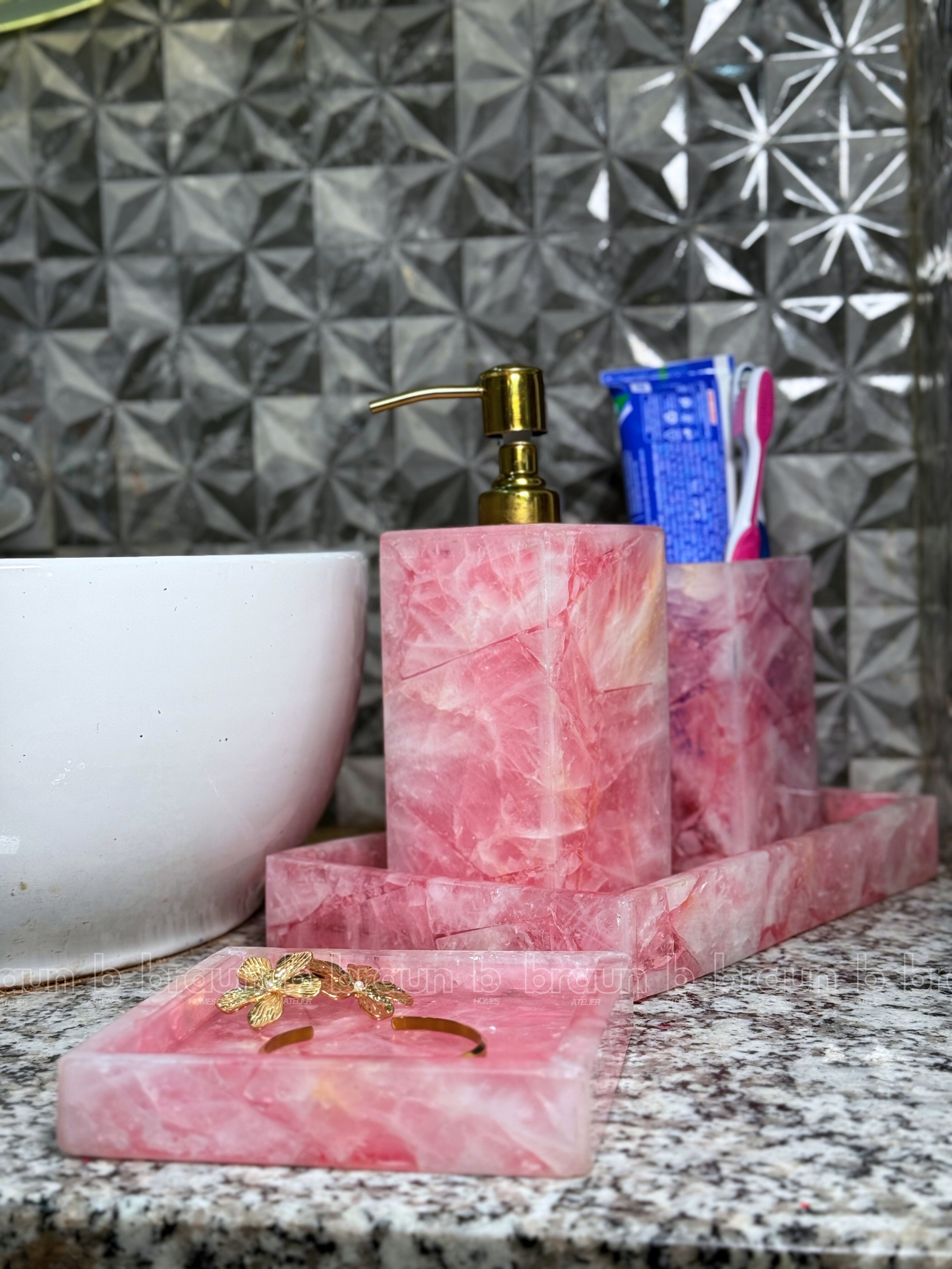 Bathroom set of 5 - Rose Quartz thumbnail 2