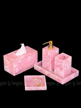 Bathroom set of 5 - Rose Quartz