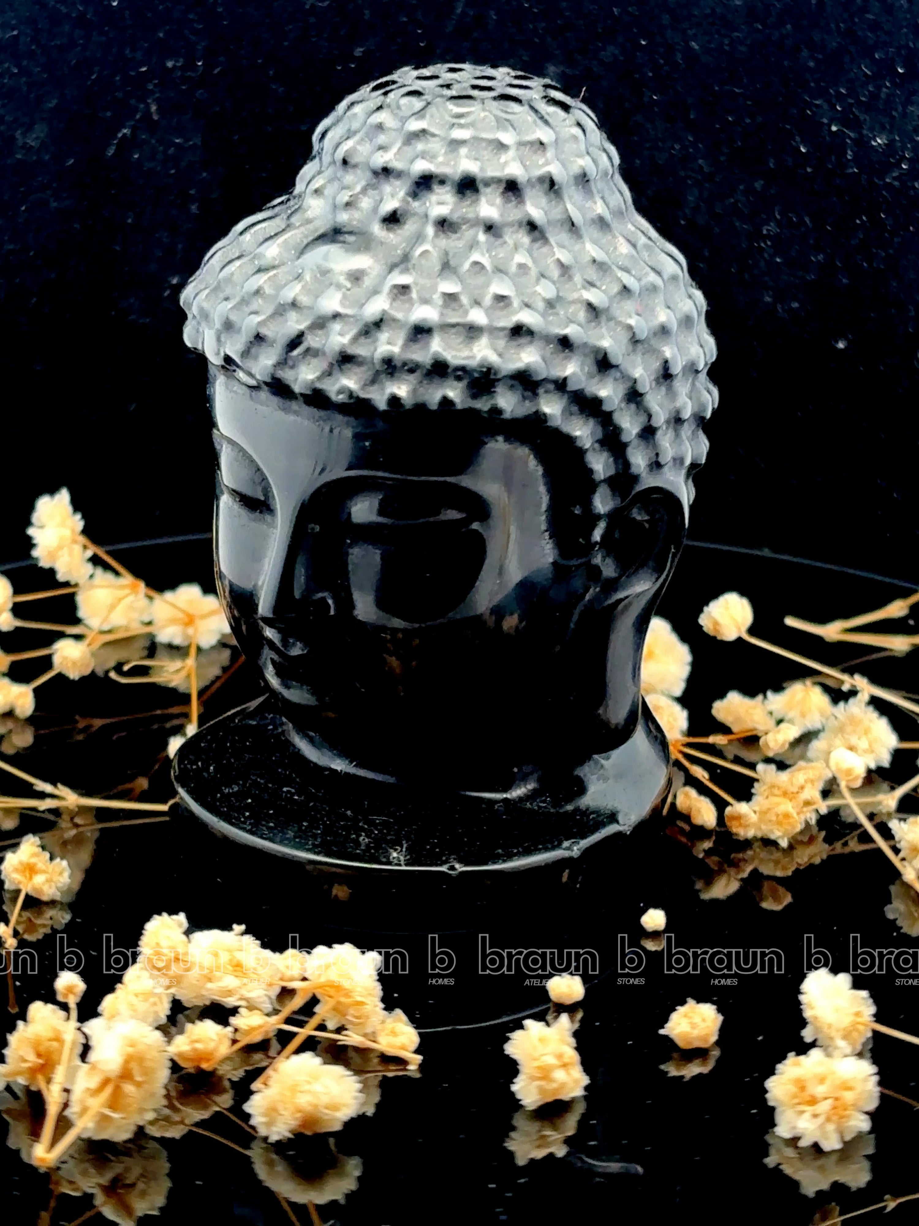 Black Obsidian Buddha Face
