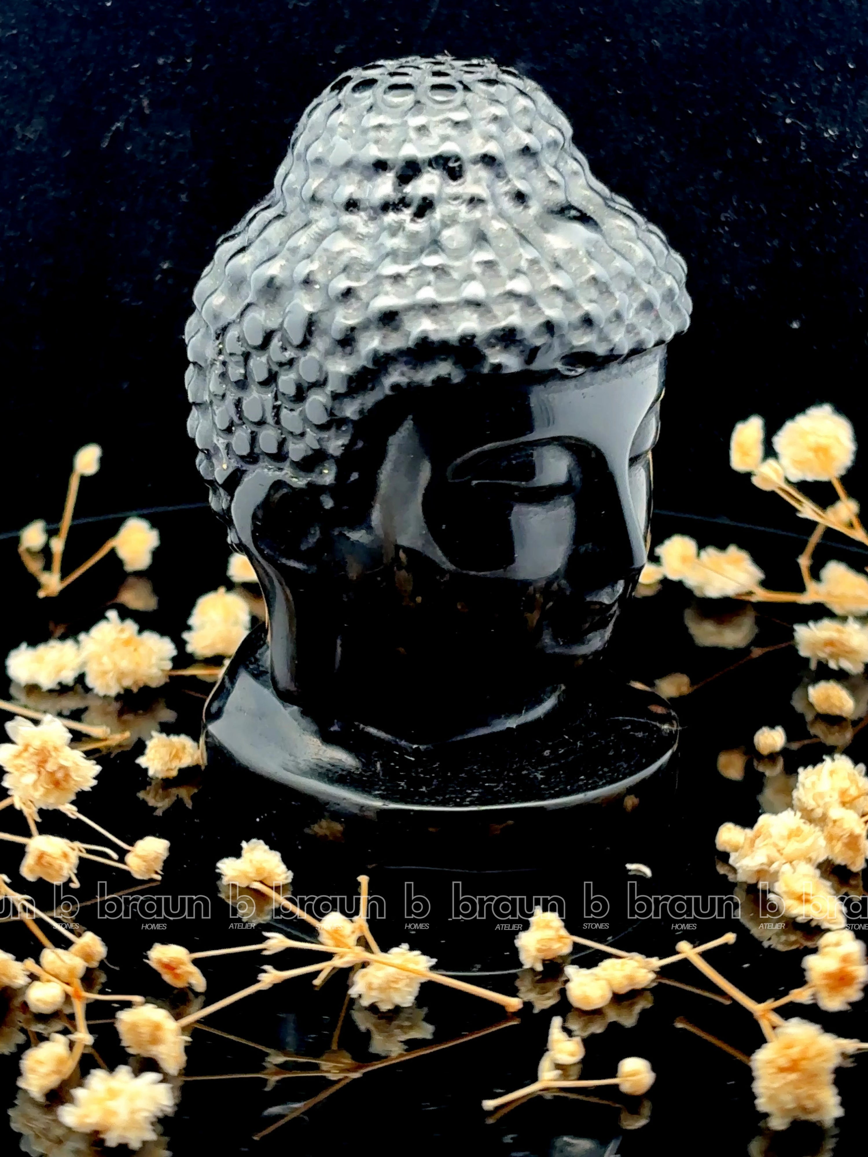 Black Obsidian Buddha Face