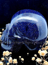 Blue Goldstone Skull Sculpture 