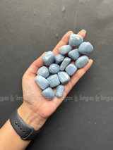 NaturalBlue Lace Agate tumbled crystals by Braun Homes √ê polished healing stones for meditation, Reiki, chakra balancing, anxiety relief, and spiritual energy protection in deep purple hues