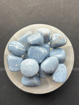 NaturalBlue Lace Agate tumbled crystals by Braun Homes √ê polished healing stones for meditation, Reiki, chakra balancing, anxiety relief, and spiritual energy protection in deep purple hues