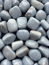 NaturalBlue Lace Agate tumbled crystals by Braun Homes √ê polished healing stones for meditation, Reiki, chakra balancing, anxiety relief, and spiritual energy protection in deep purple hues