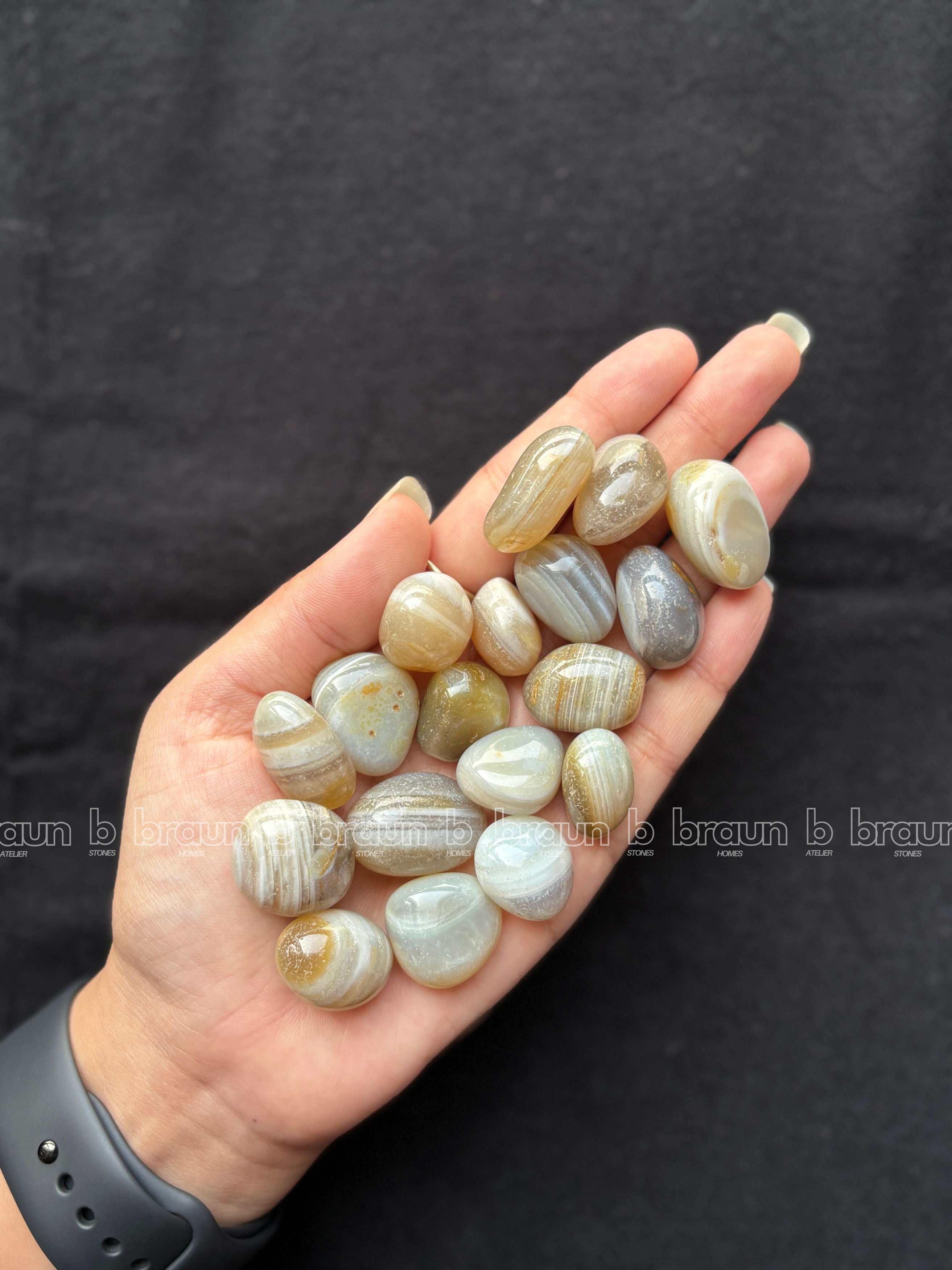 NaturalBotswana Agate tumbled crystals by Braun Homes √ê polished healing stones for meditation, Reiki, chakra balancing, anxiety relief, and spiritual energy protection in deep purple hues