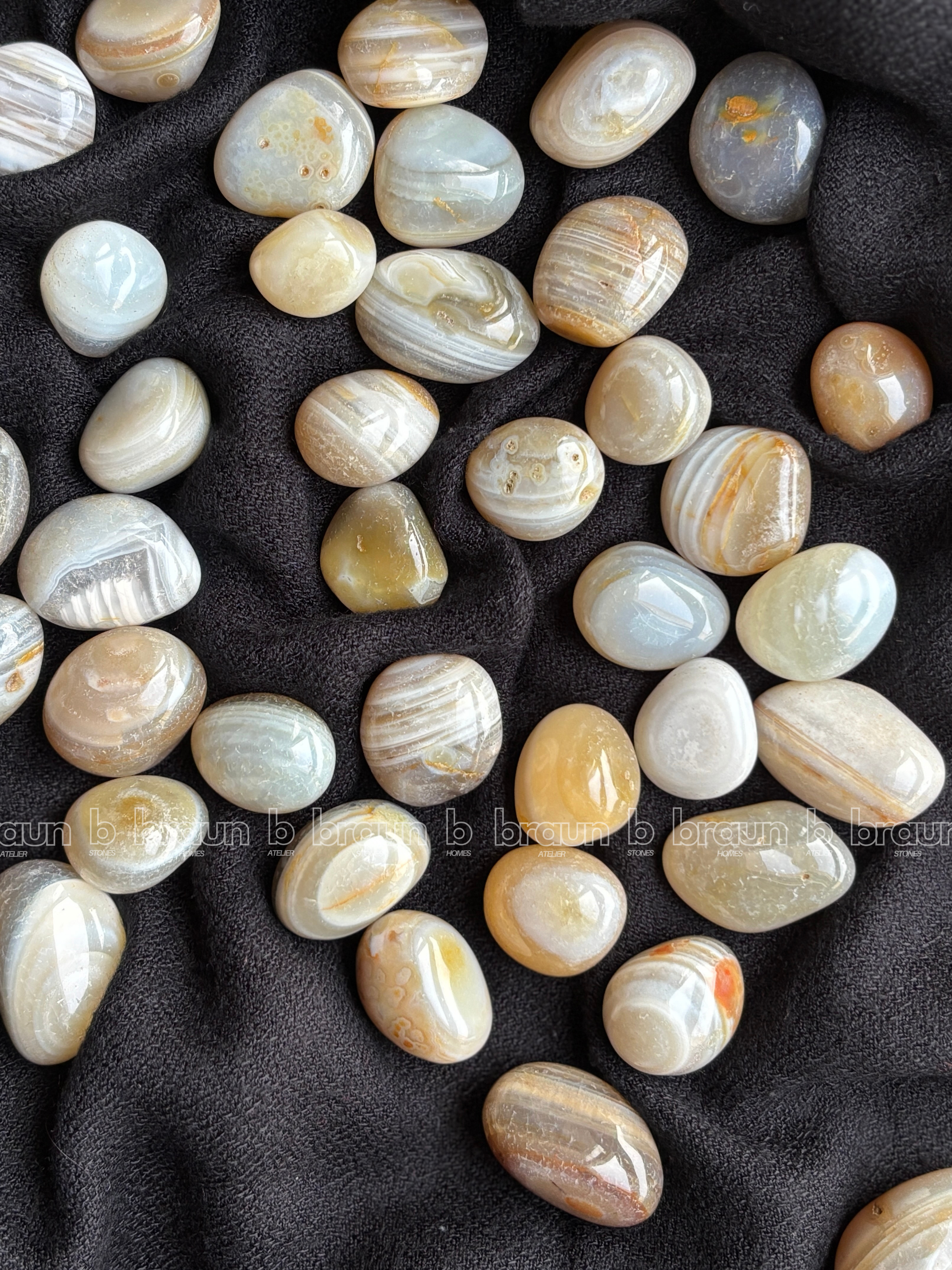 NaturalBotswana Agate tumbled crystals by Braun Homes √ê polished healing stones for meditation, Reiki, chakra balancing, anxiety relief, and spiritual energy protection in deep purple hues