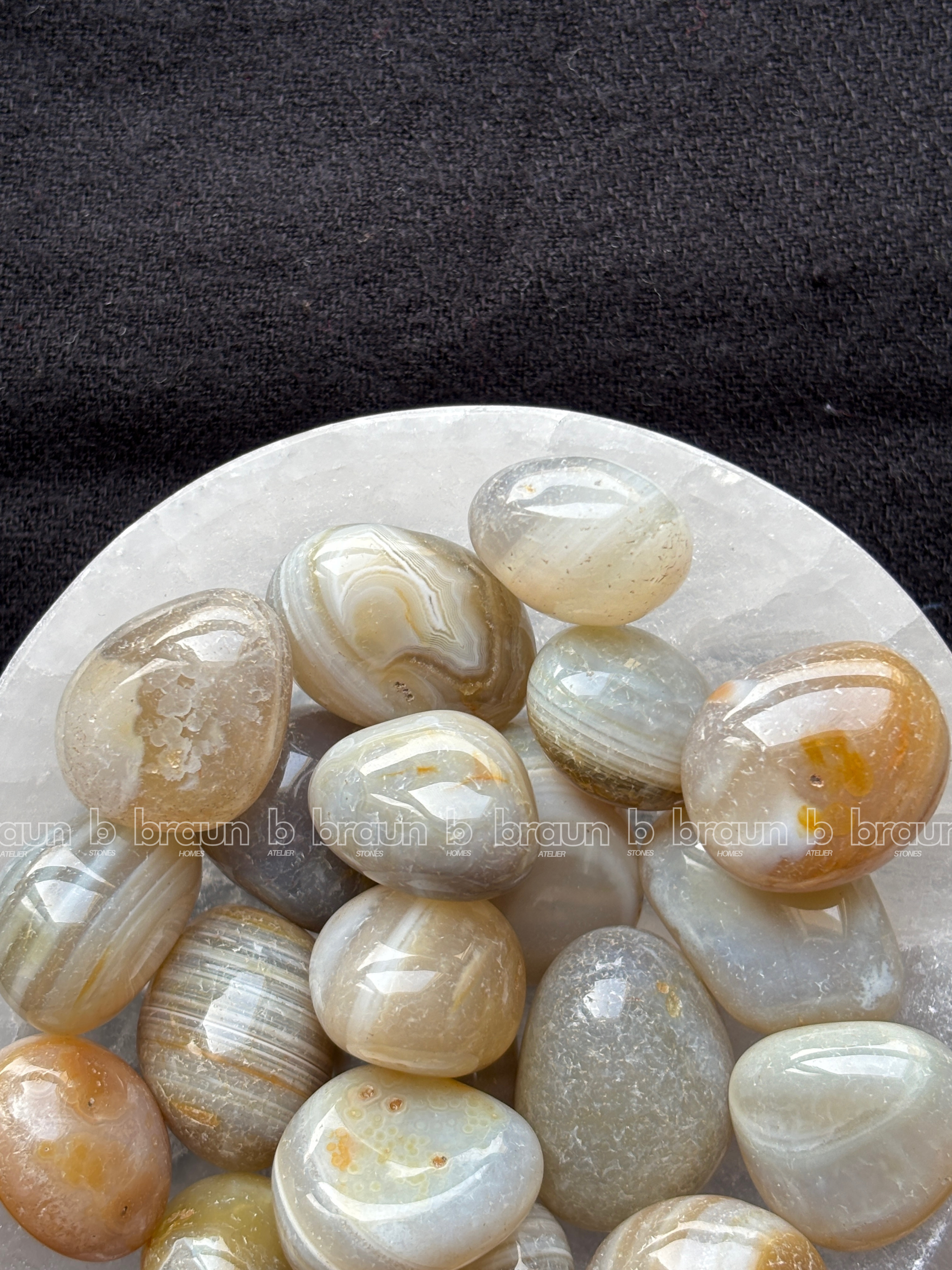 NaturalBotswana Agate tumbled crystals by Braun Homes √ê polished healing stones for meditation, Reiki, chakra balancing, anxiety relief, and spiritual energy protection in deep purple hues