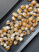 NaturalCitrine tumbled crystals by Braun Homes √ê polished healing stones for meditation, Reiki, chakra balancing, anxiety relief, and spiritual energy protection in deep purple hues