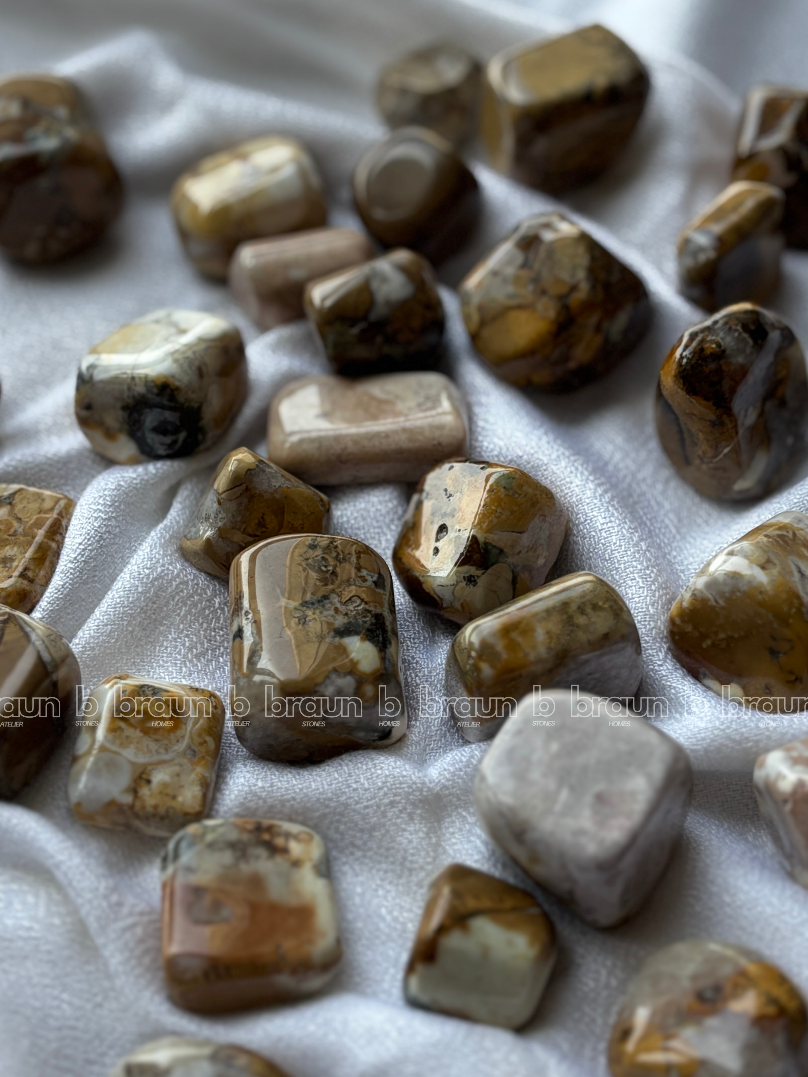 NaturalCobra Jasper tumbled crystals by Braun Homes √ê polished healing stones for meditation, Reiki, chakra balancing, anxiety relief, and spiritual energy protection in deep purple hues