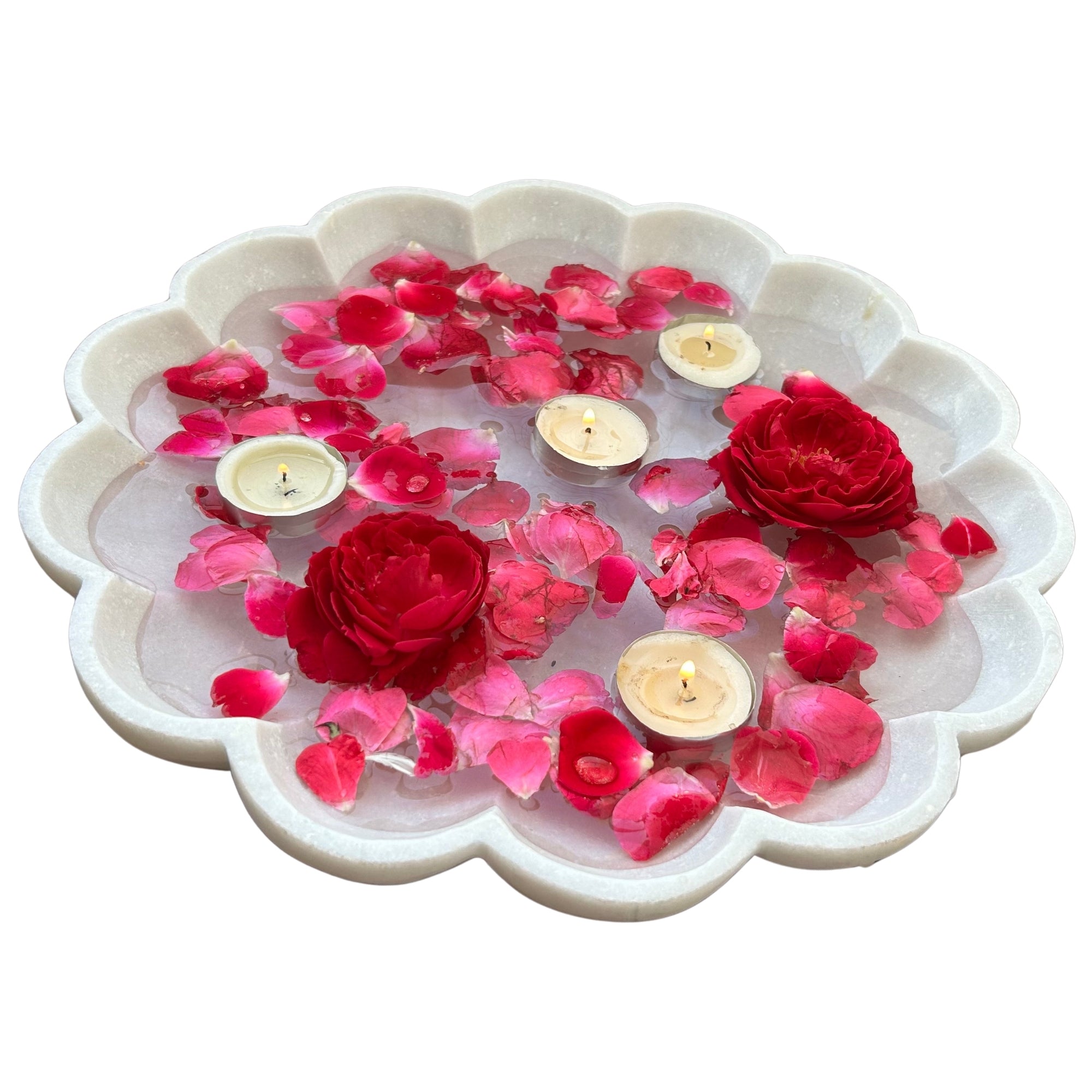 Daisy Burst Marble Urli - 12 inch