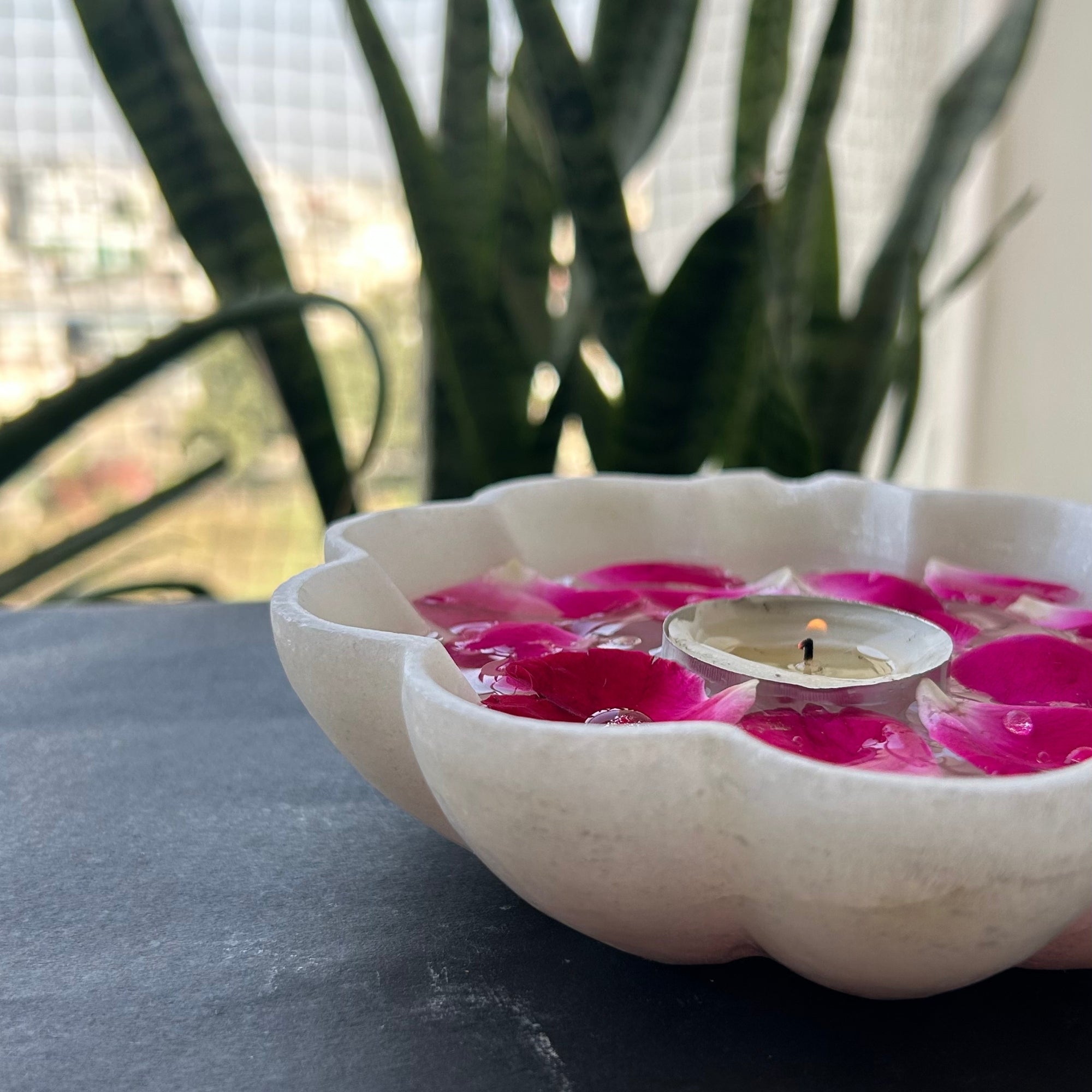 Daisy Burst Marble Urli - 6 inch