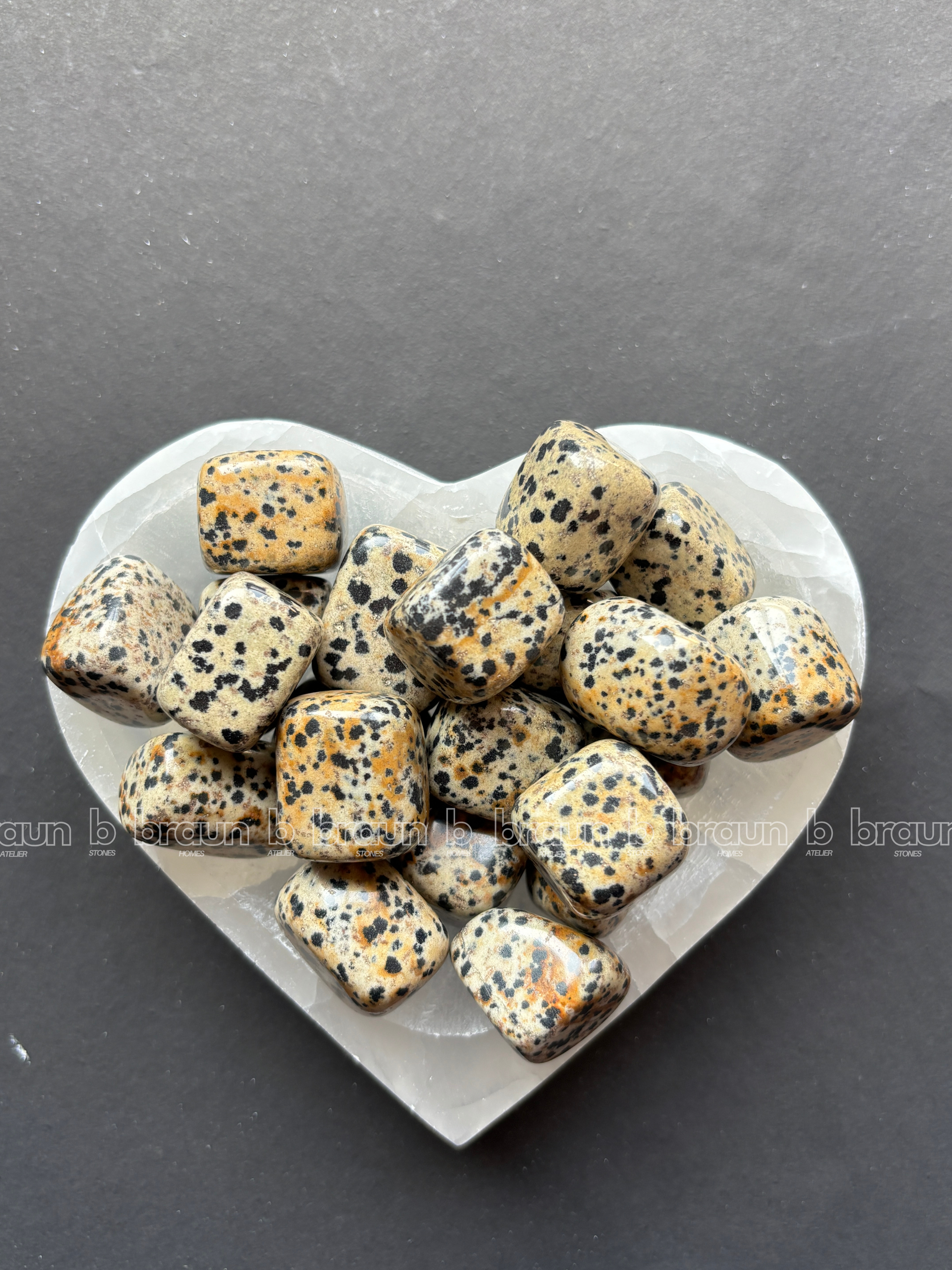 NaturalDalmation Jasper tumbled crystals by Braun Homes √ê polished healing stones for meditation, Reiki, chakra balancing, anxiety relief, and spiritual energy protection in deep purple hues