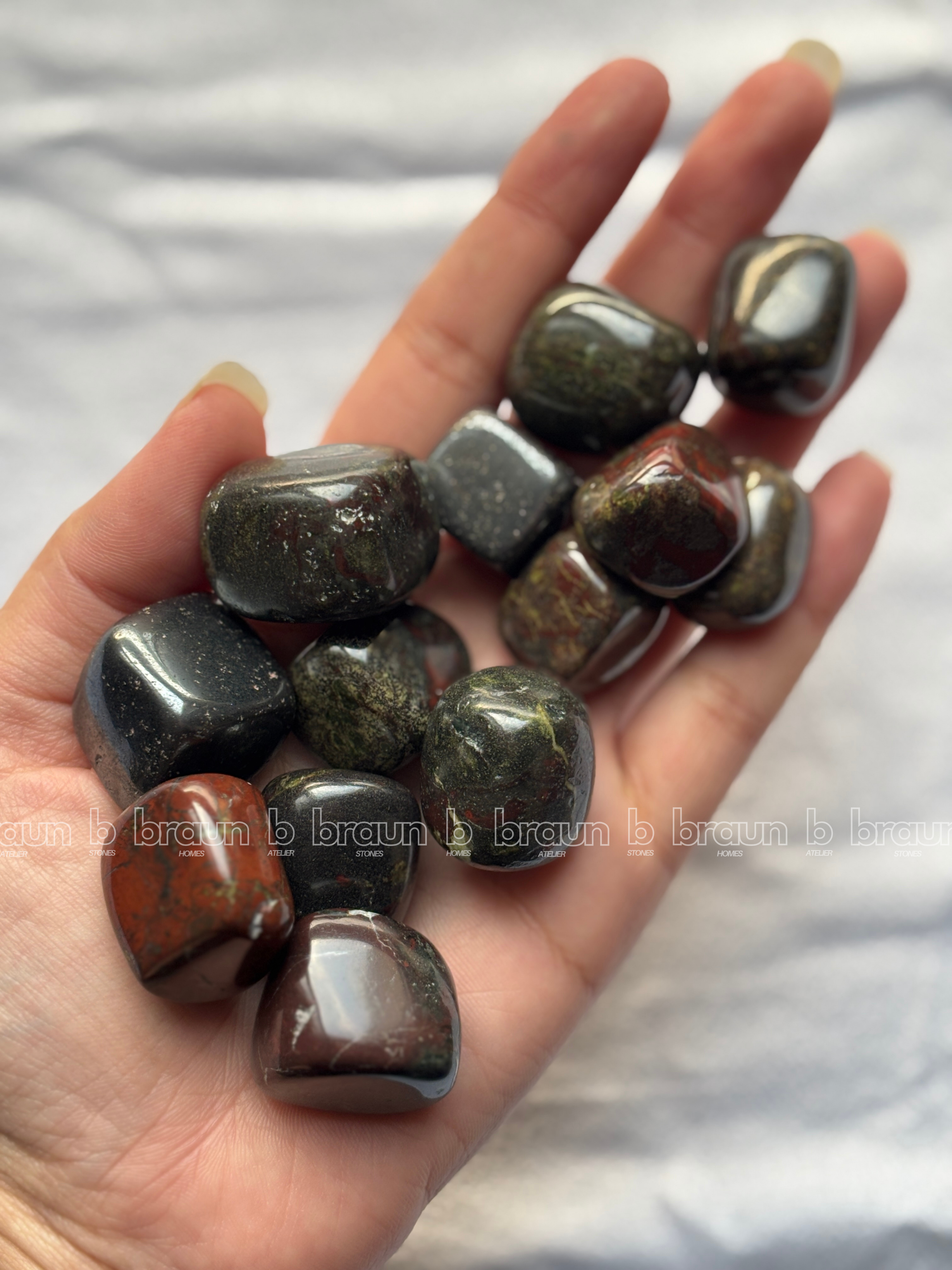 NaturalDragon Blood tumbled crystals by Braun Homes √ê polished healing stones for meditation, Reiki, chakra balancing, anxiety relief, and spiritual energy protection in deep purple hues