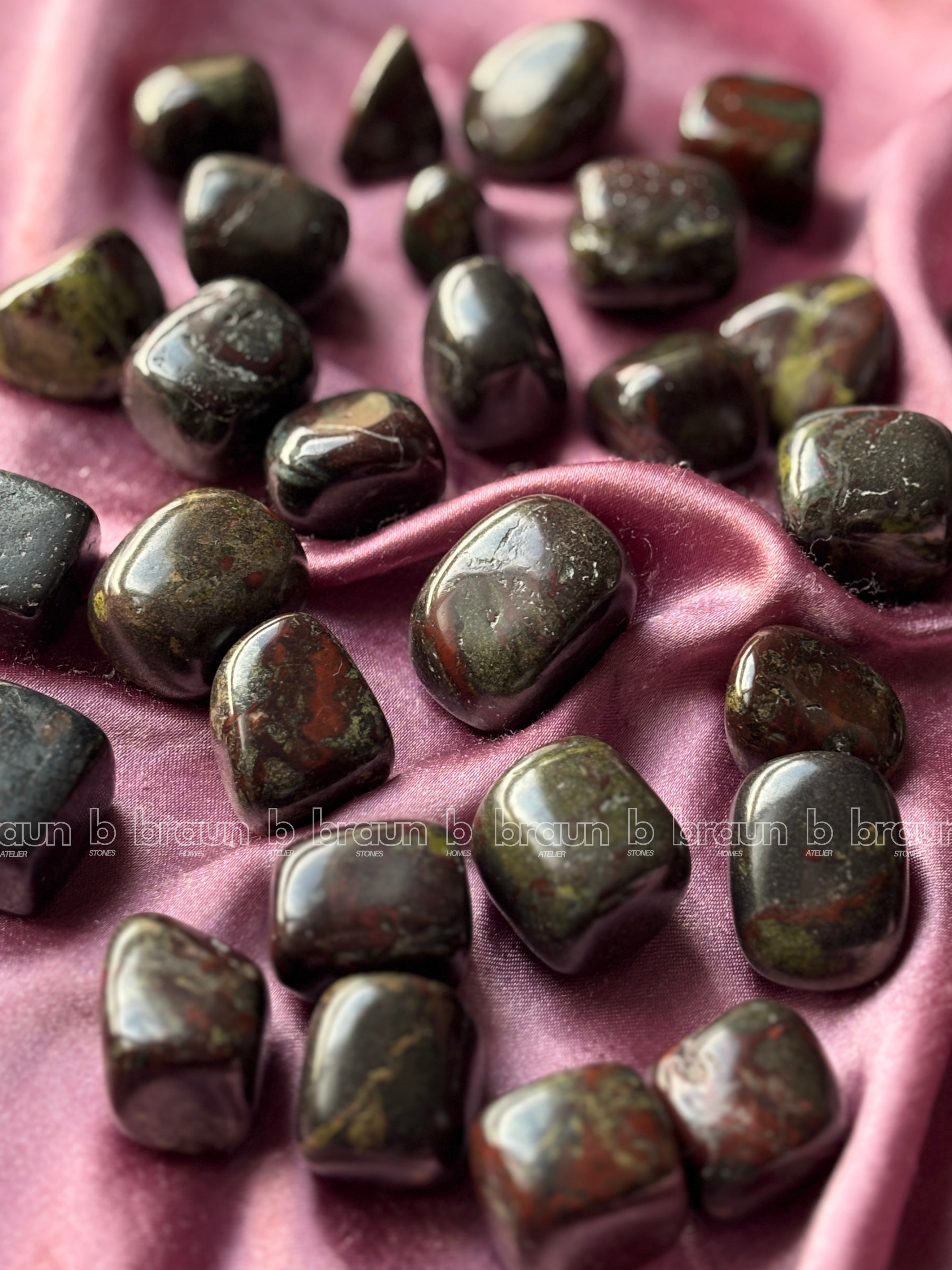NaturalDragon Blood tumbled crystals by Braun Homes √ê polished healing stones for meditation, Reiki, chakra balancing, anxiety relief, and spiritual energy protection in deep purple hues