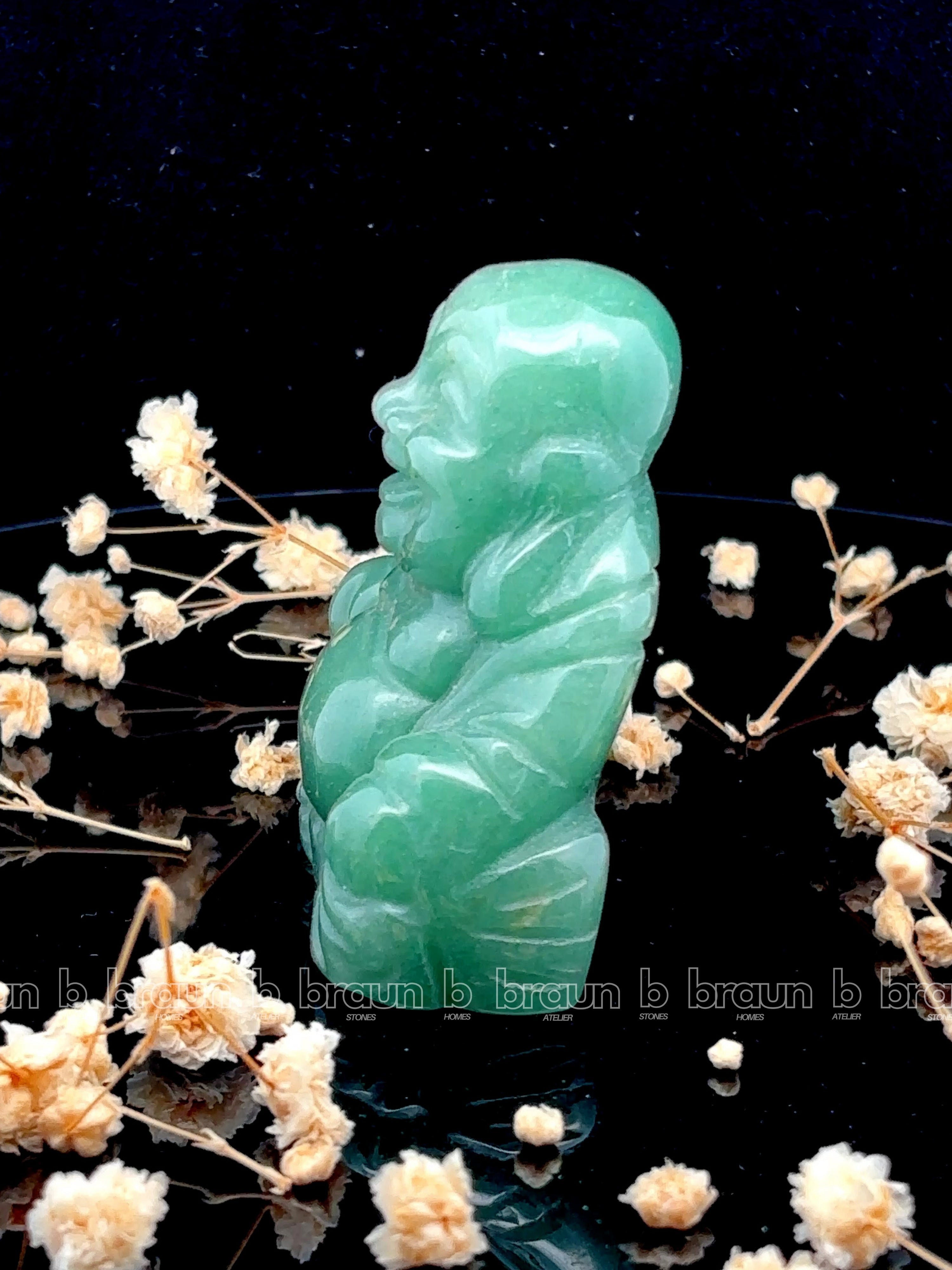 Green Aventurine Laughing Buddha  Medium