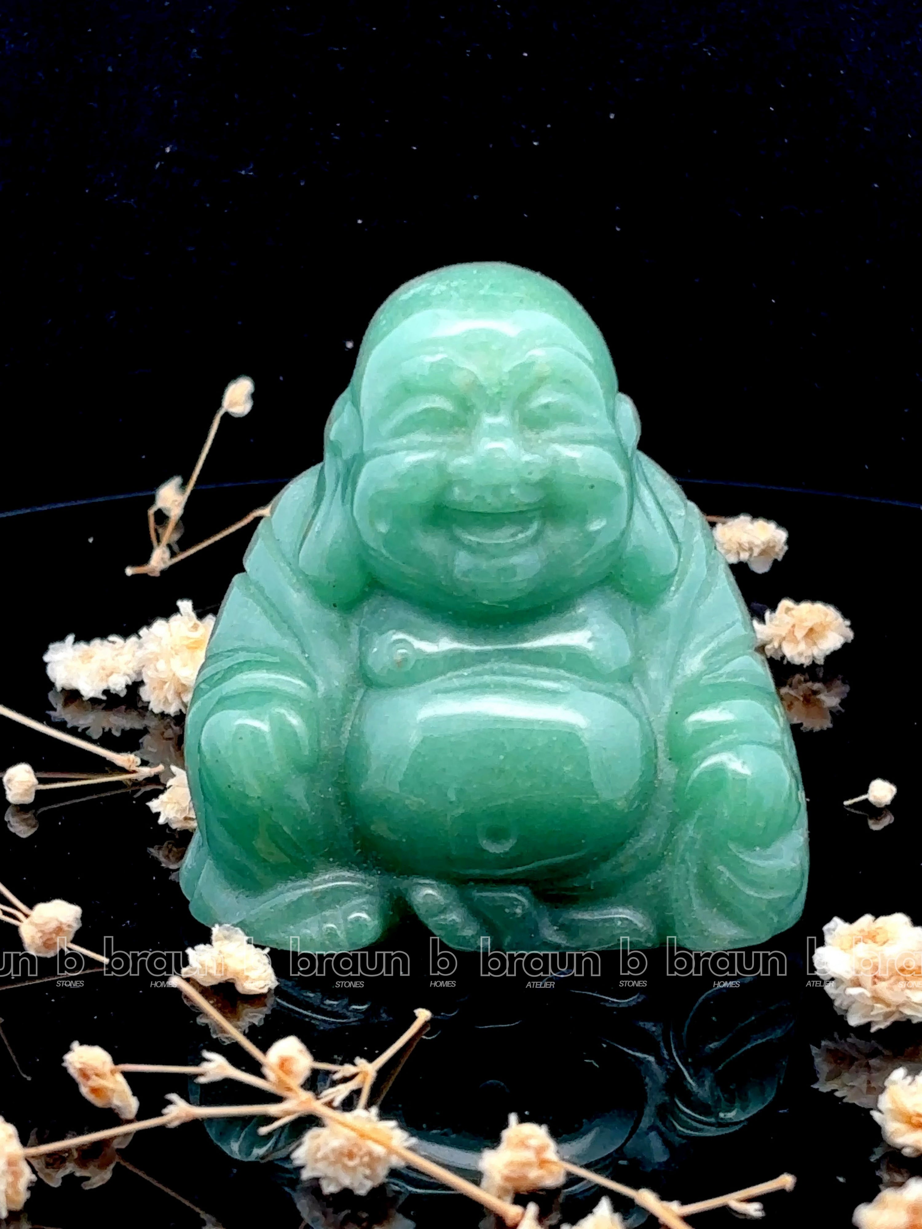 Green Aventurine Laughing Buddha  Medium
