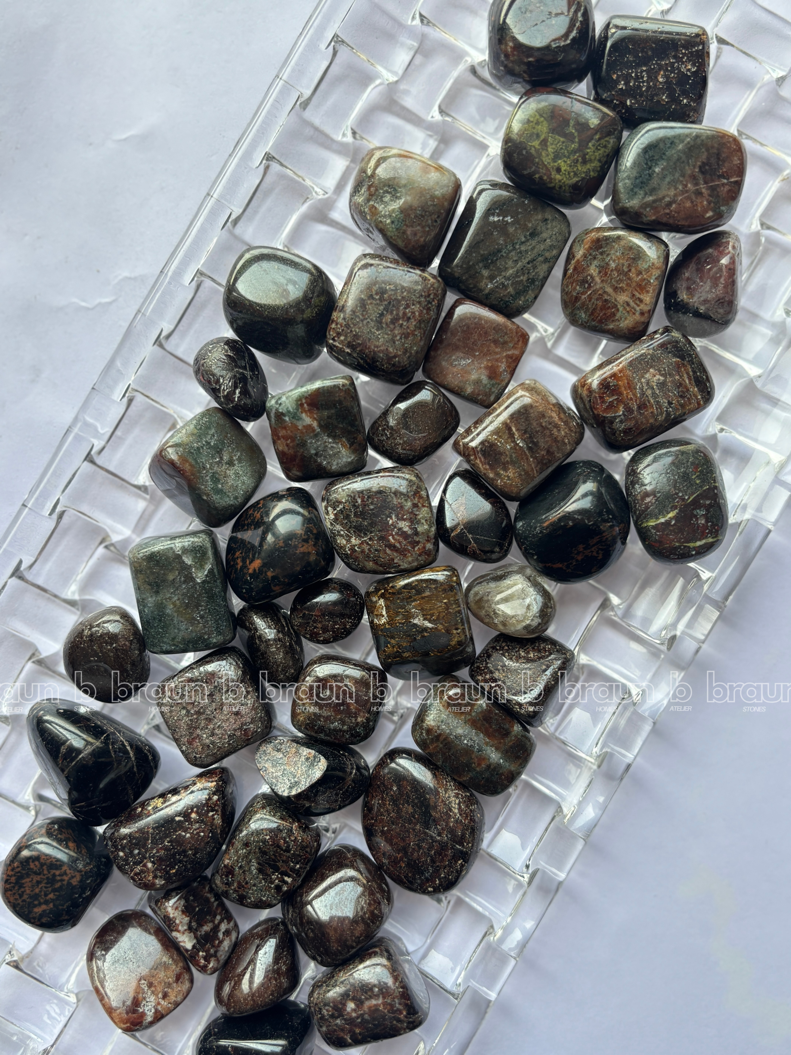 NaturalGarnet tumbled crystals by Braun Homes √ê polished healing stones for meditation, Reiki, chakra balancing, anxiety relief, and spiritual energy protection in deep purple hues