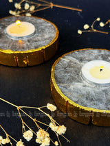 Golden Outline Smoky Quartz Tealight