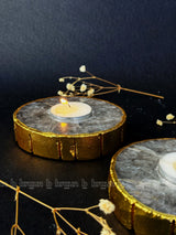 Golden Outline Smoky Quartz Tealight