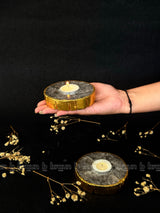 Golden Outline Smoky Quartz Tealight
