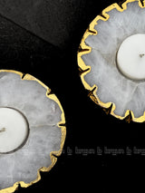 Golden Outline White Quartz Tealight