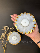 Golden Outline White Quartz Tealight