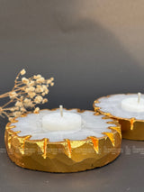 Golden Outline White Quartz Tealight