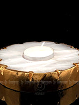 Golden Outline White Quartz Tealight