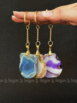 Golden Shapeless Agate Keychains