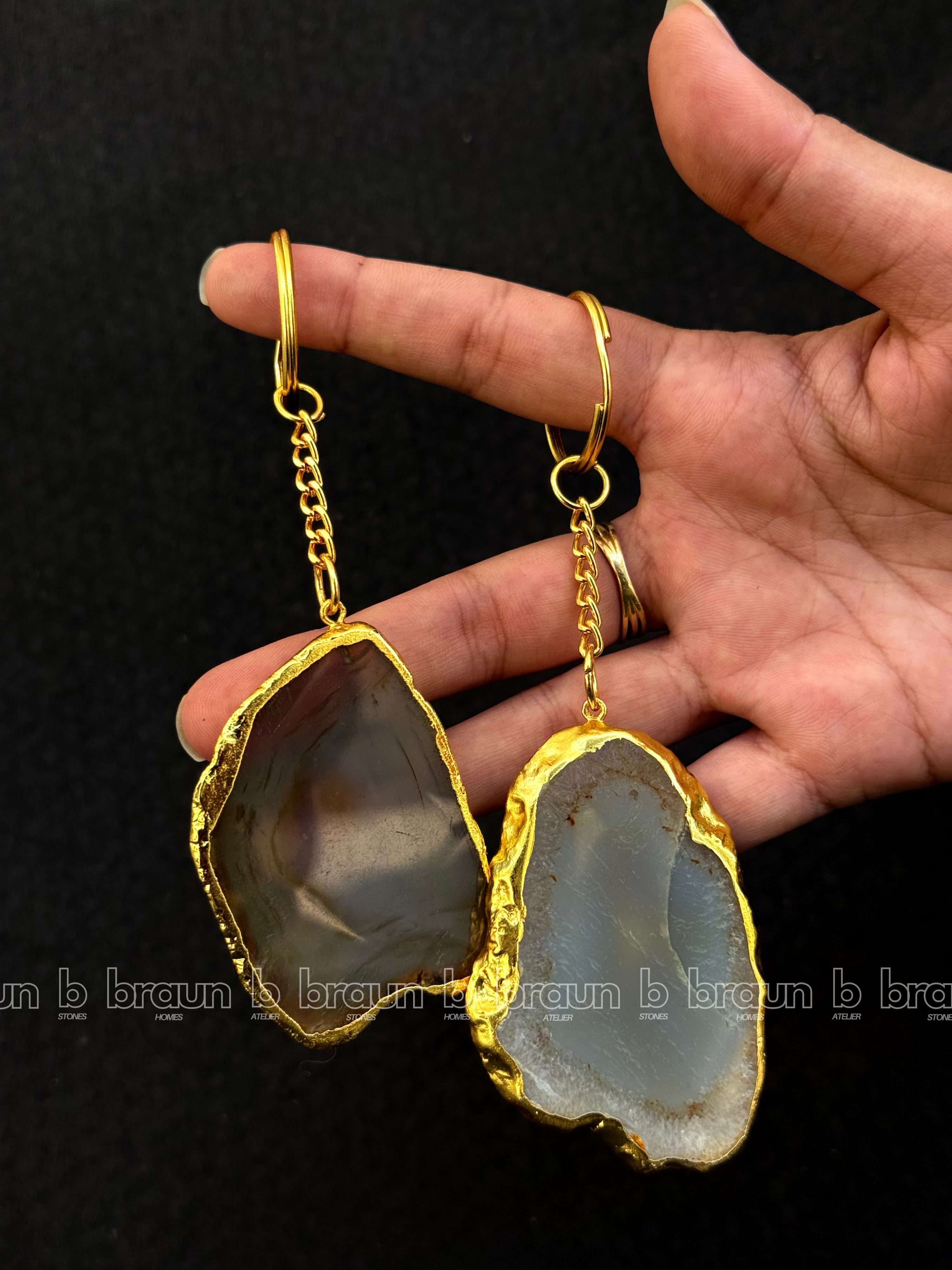 Golden Shapeless Agate Keychains thumbnail 2