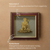 Pyrite Stone Vastu Frame | Hanuman Ji (Bajrang Bali / Sankat Mochan) | Wall Decor for Strength & Protection