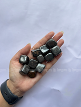 NaturalHematite tumbled crystals by Braun Homes √ê polished healing stones for meditation, Reiki, chakra balancing, anxiety relief, and spiritual energy protection in deep purple hues