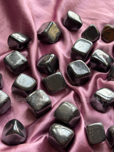 NaturalHematite tumbled crystals by Braun Homes √ê polished healing stones for meditation, Reiki, chakra balancing, anxiety relief, and spiritual energy protection in deep purple hues