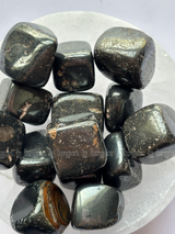 NaturalHematite tumbled crystals by Braun Homes √ê polished healing stones for meditation, Reiki, chakra balancing, anxiety relief, and spiritual energy protection in deep purple hues