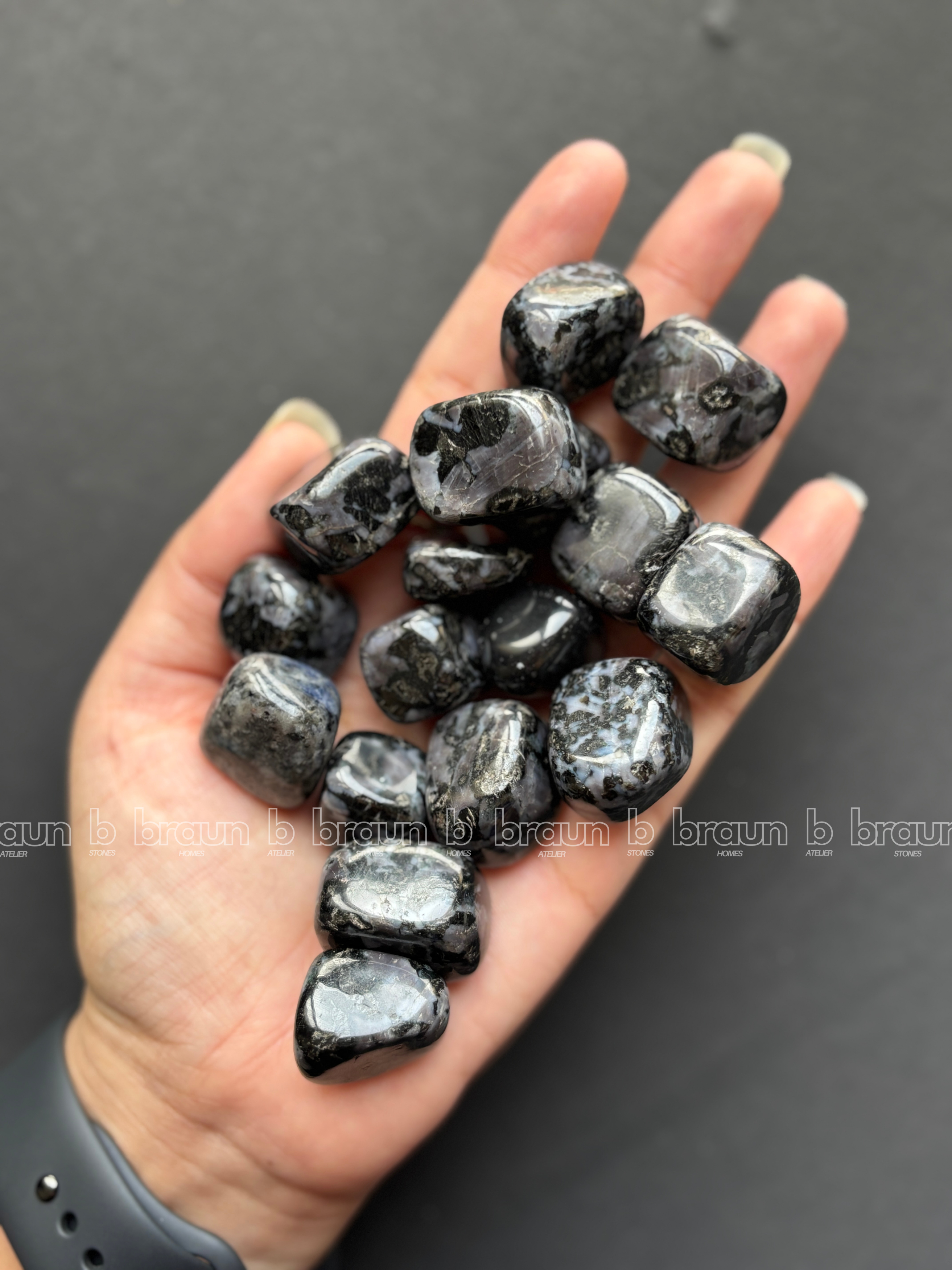 NaturalIndigo Gabroo tumbled crystals by Braun Homes √ê polished healing stones for meditation, Reiki, chakra balancing, anxiety relief, and spiritual energy protection in deep purple hues