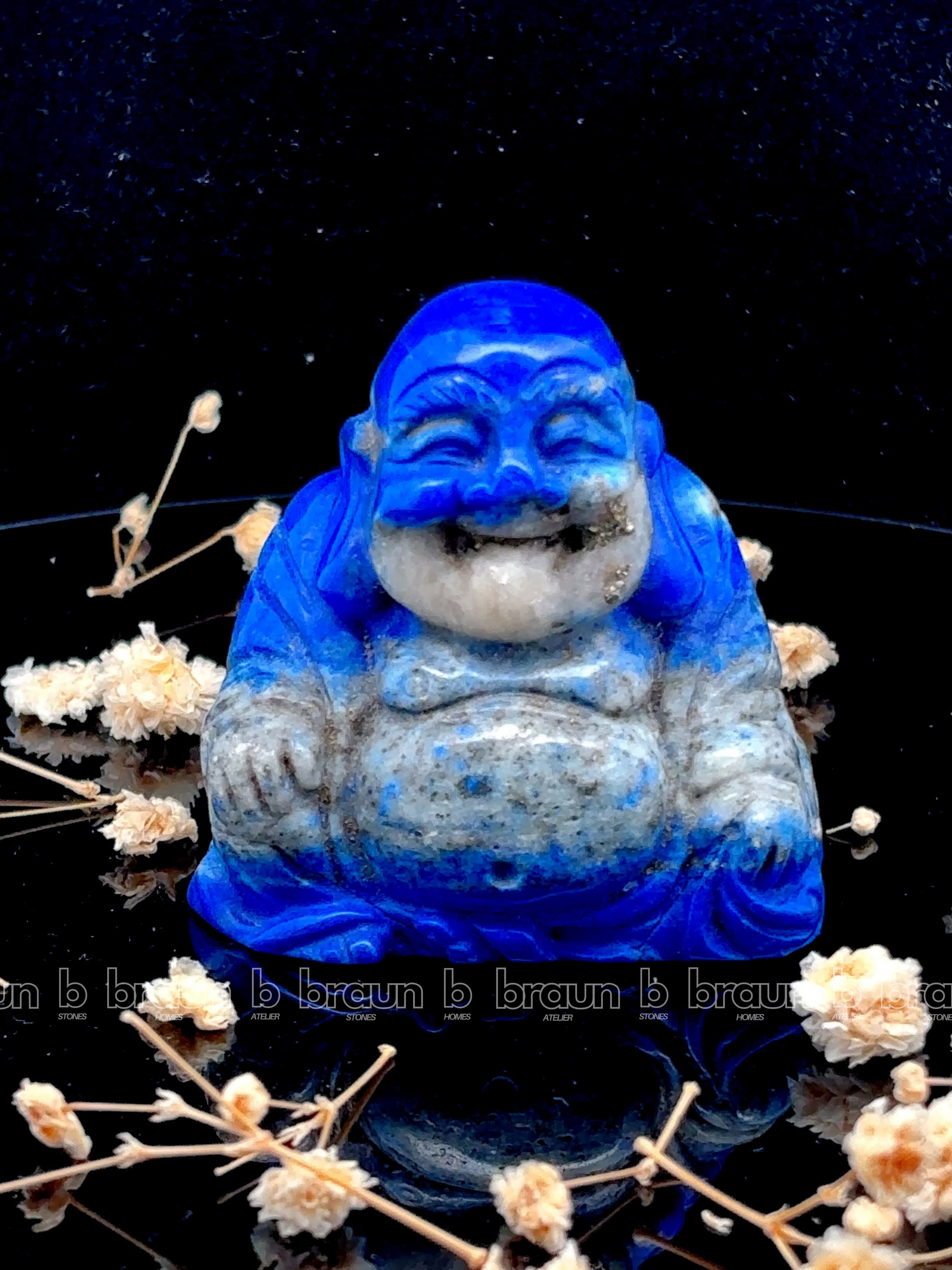 Lapis Lazuli Laughing Buddha Medium