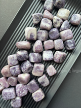 NaturalLepidolite tumbled crystals by Braun Homes √ê polished healing stones for meditation, Reiki, chakra balancing, anxiety relief, and spiritual energy protection in deep purple hues