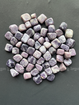 NaturalLepidolite tumbled crystals by Braun Homes √ê polished healing stones for meditation, Reiki, chakra balancing, anxiety relief, and spiritual energy protection in deep purple hues