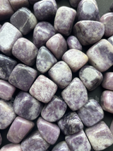 NaturalLepidolite tumbled crystals by Braun Homes √ê polished healing stones for meditation, Reiki, chakra balancing, anxiety relief, and spiritual energy protection in deep purple hues