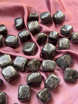 NaturalLarvakite tumbled crystals by Braun Homes √ê polished healing stones for meditation, Reiki, chakra balancing, anxiety relief, and spiritual energy protection in deep purple hues