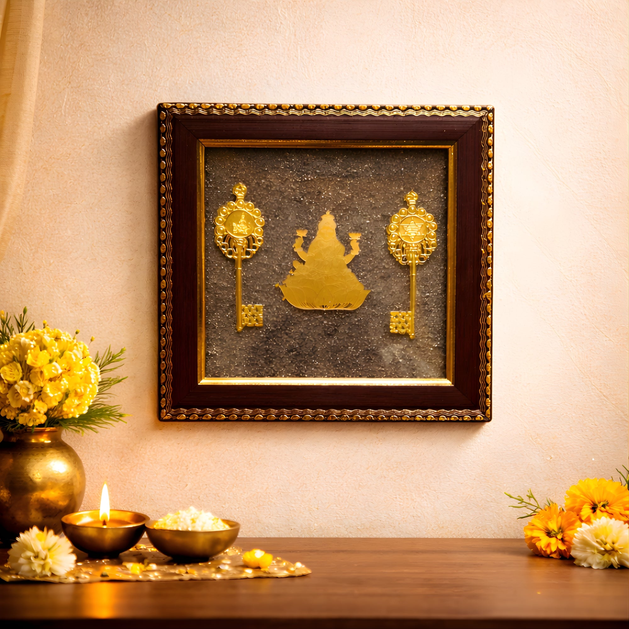 Pyrite Lakshmi Ji Vastu Frame | Wealth-Attracting Spiritual Wall Décor thumbnail 5