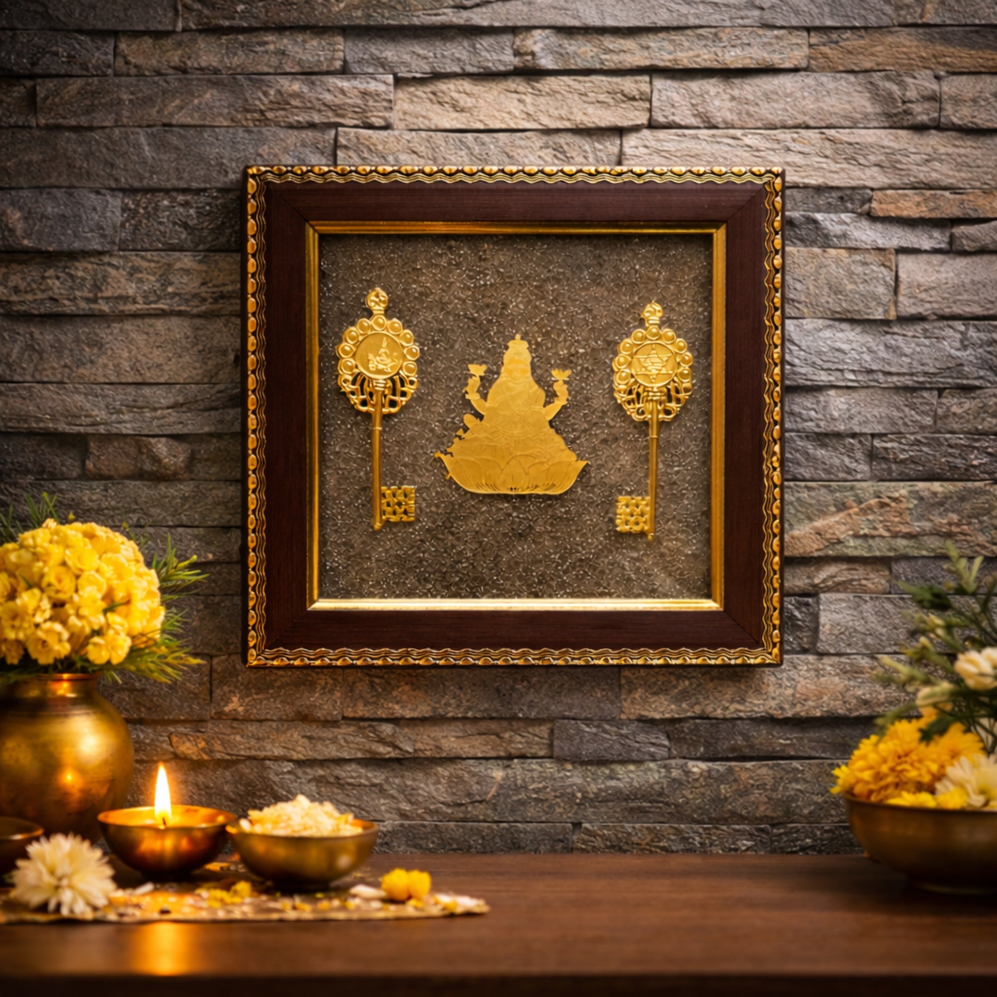 Pyrite Lakshmi Ji Vastu Frame | Wealth-Attracting Spiritual Wall Décor thumbnail 4