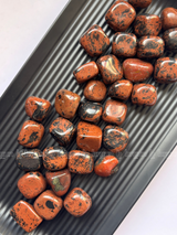 NaturalMahogany Obsidian tumbled crystals by Braun Homes √ê polished healing stones for meditation, Reiki, chakra balancing, anxiety relief, and spiritual energy protection in deep purple hues