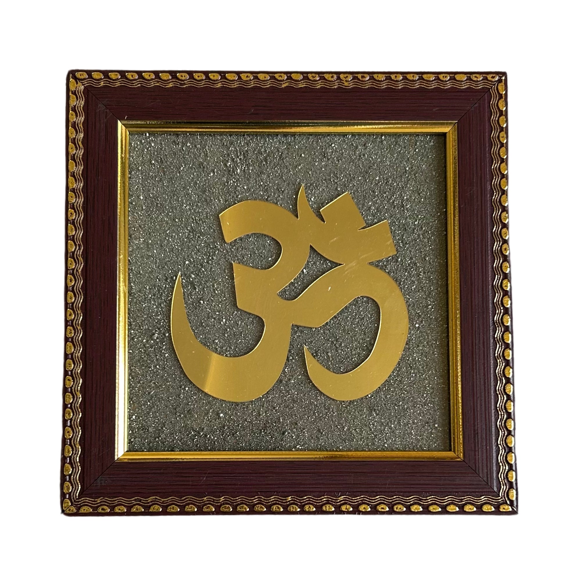 Pyrite Stone Vastu Frame | OM Symbol Wall Décor | Attracts Wealth, Protection & Positive Energy