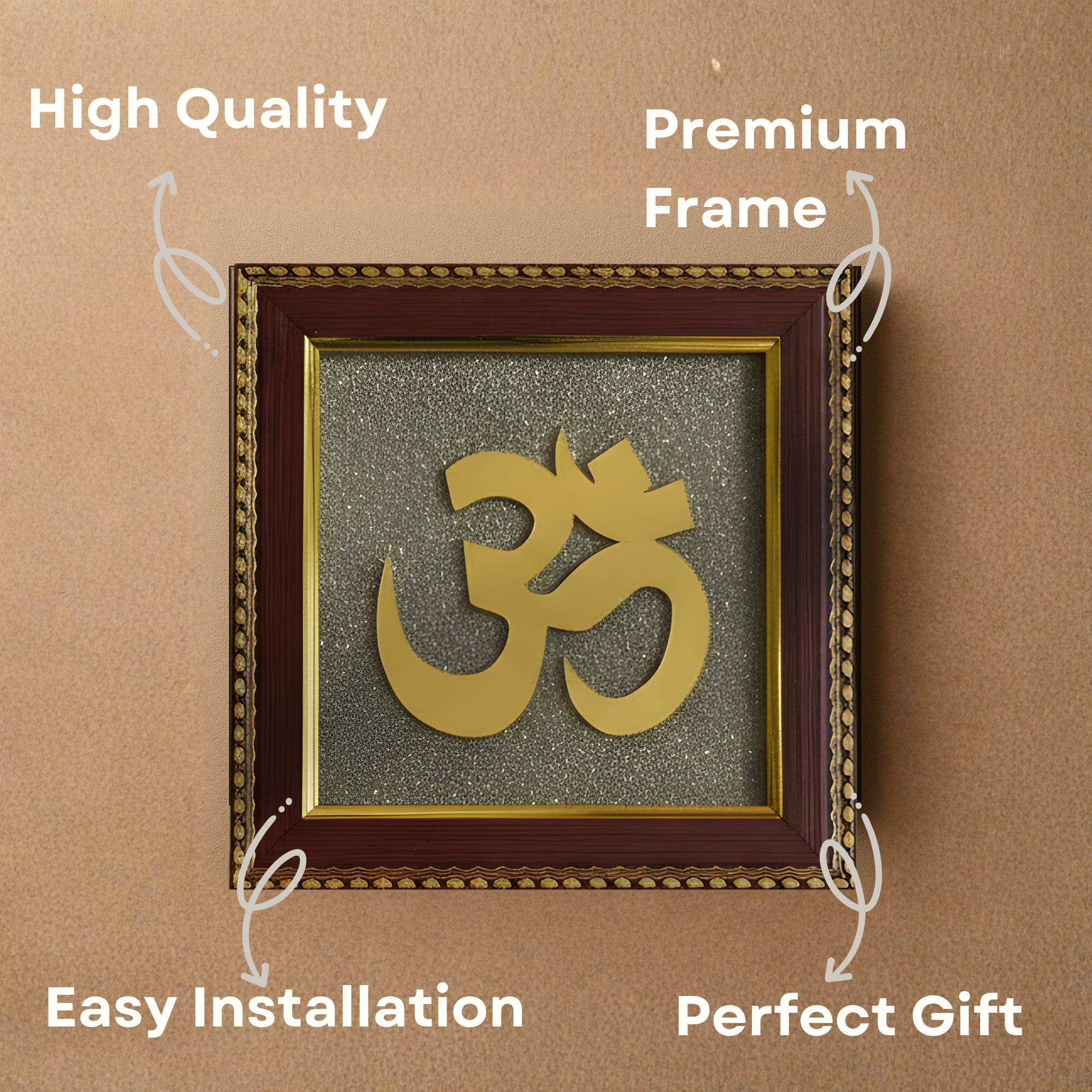 Pyrite Stone Vastu Frame | OM Symbol Wall Décor | Attracts Wealth, Protection & Positive Energy