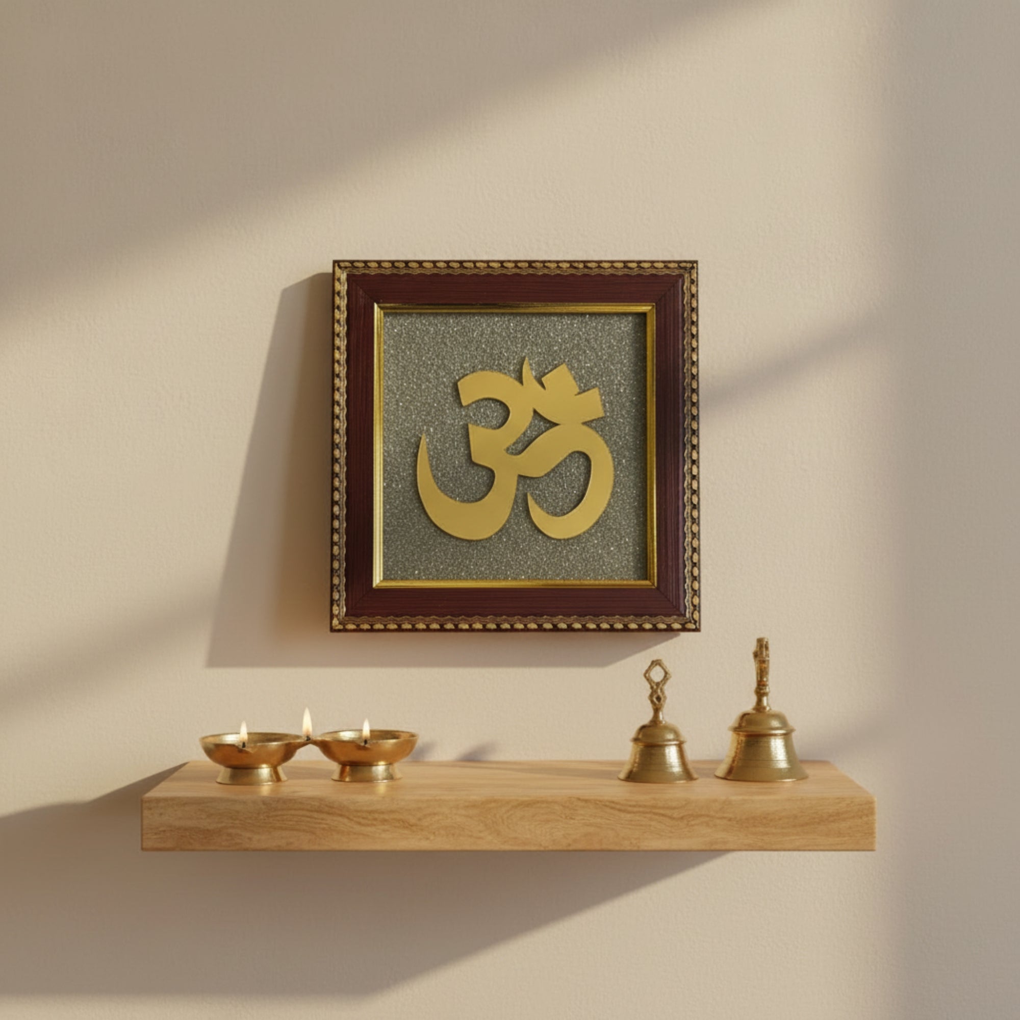 Pyrite Stone Vastu Frame | OM Symbol Wall Décor | Attracts Wealth, Protection & Positive Energy